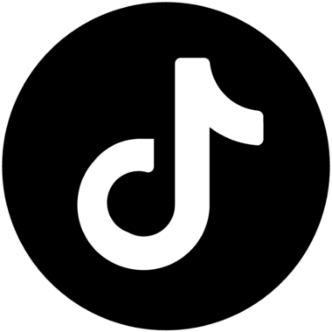 TikTok-Logo: ein weißes Symbol auf schwarzem Hintergrund, das wie ein Musiknote aussieht.